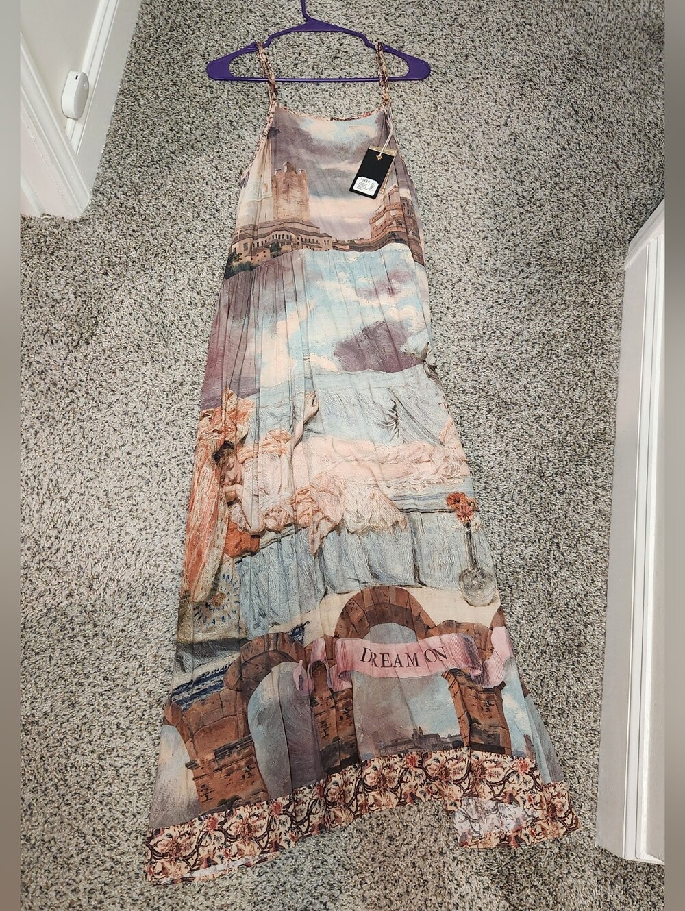 Imaginarium Market Of Stars Boheme Slip Dream-On Print Maxi Dress S/M Nwt Moon